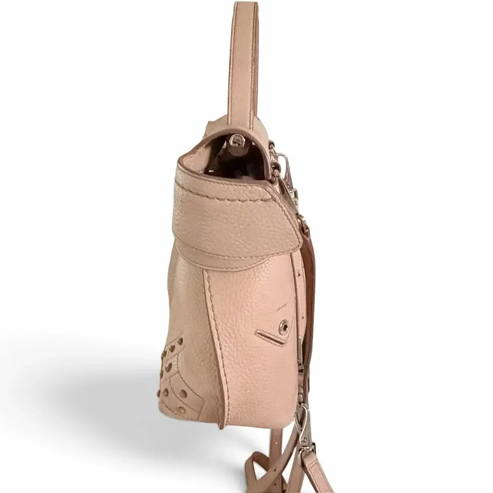 Tod's Wave Bag Mini Studded Blush Pink Leather Convertible Satchel w/ COA